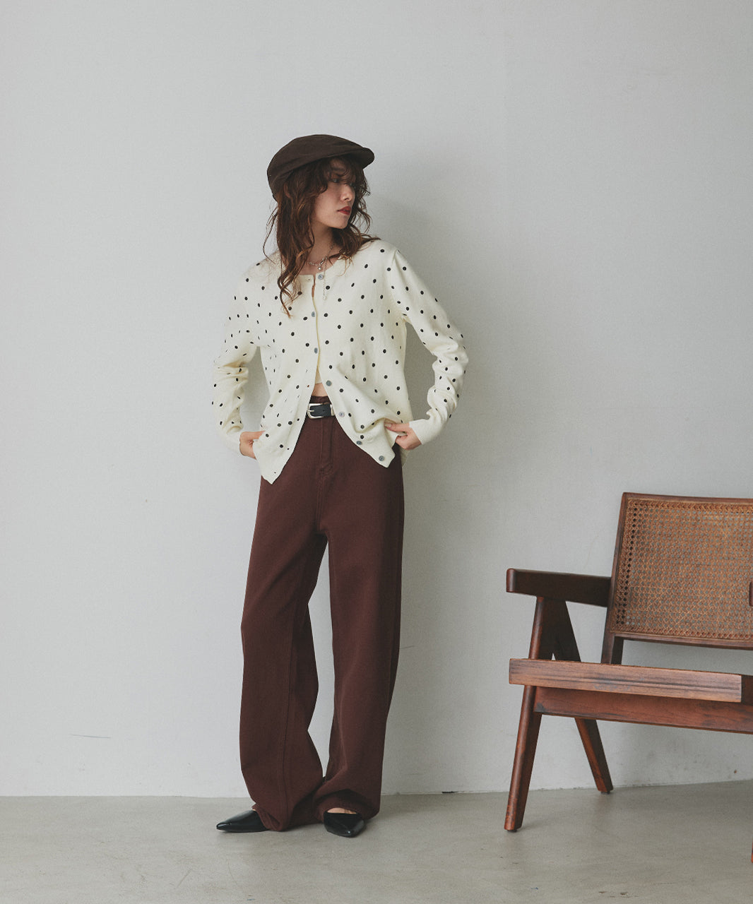 アドティエ ad thie 【2025AW新作】ポルカドットニットカーディガン （グレー） グレー