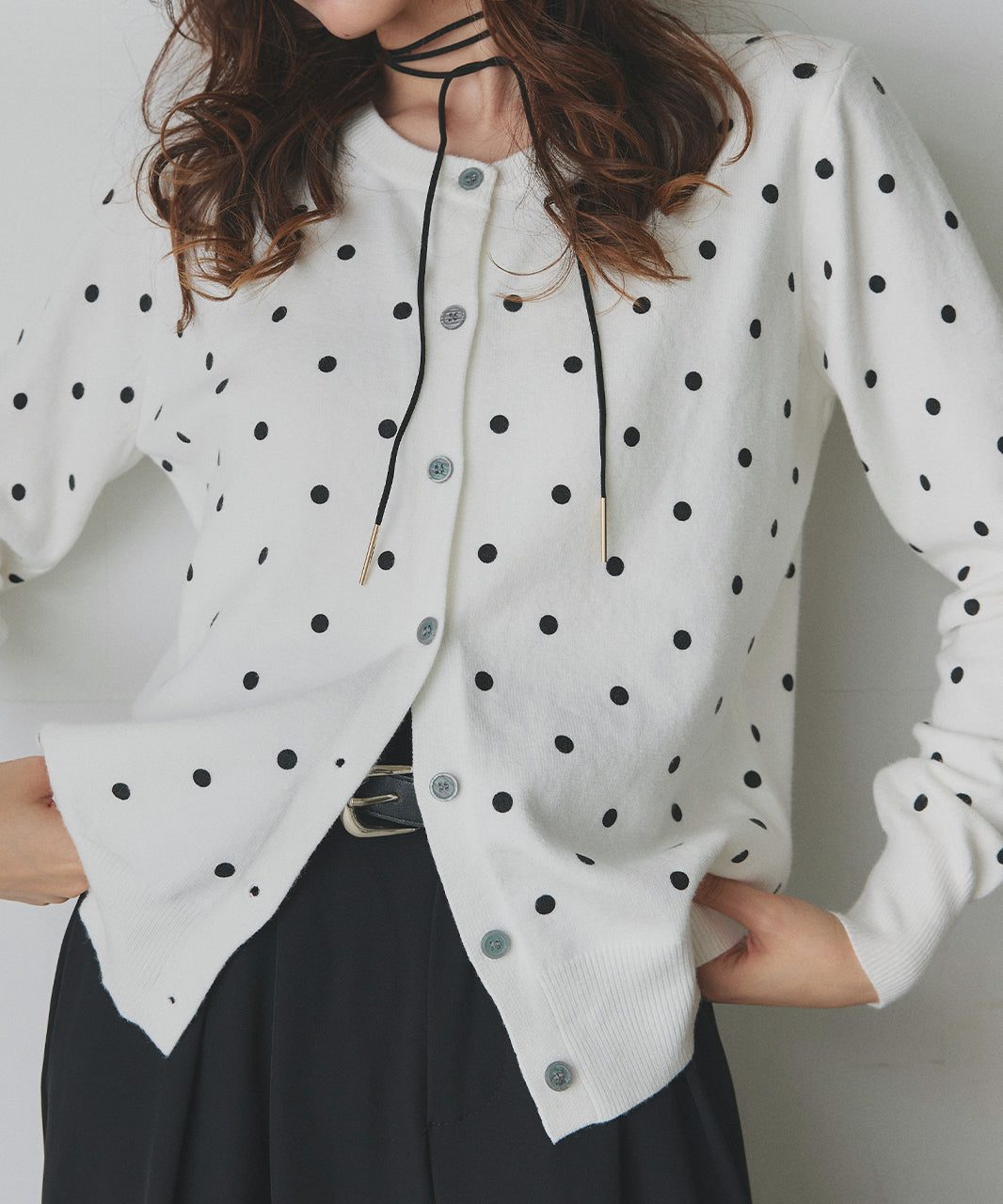 アドティエ ad thie 【2025AW新作】ポルカドットニットカーディガン （オフホワイト） オフホワイト