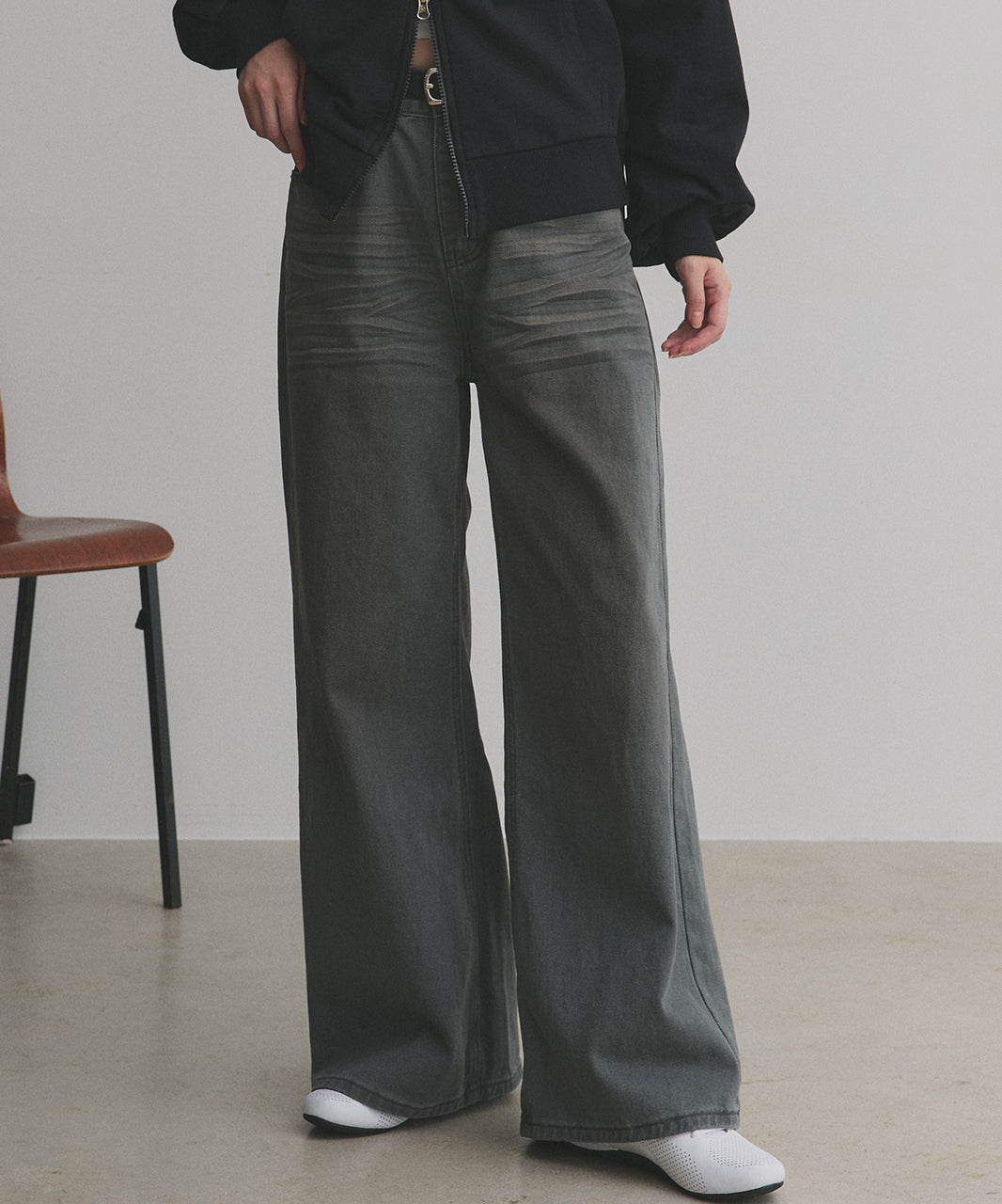 アドティエ ad thie 【2025AW新作】ヴィンテージライクグラデーションデニムパンツ （ブラック） ブラック