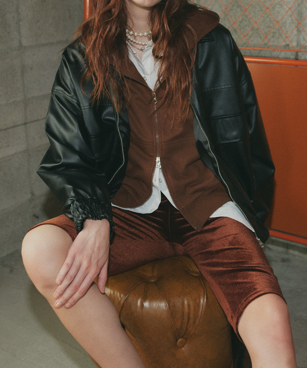 アドティエ ad thie 【2025AW新作】ダブルジップスウェットパーカー （チャコール） チャコール