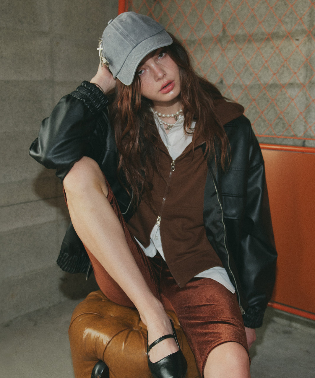 アドティエ ad thie 【2025AW新作】ダブルジップスウェットパーカー （チャコール） チャコール