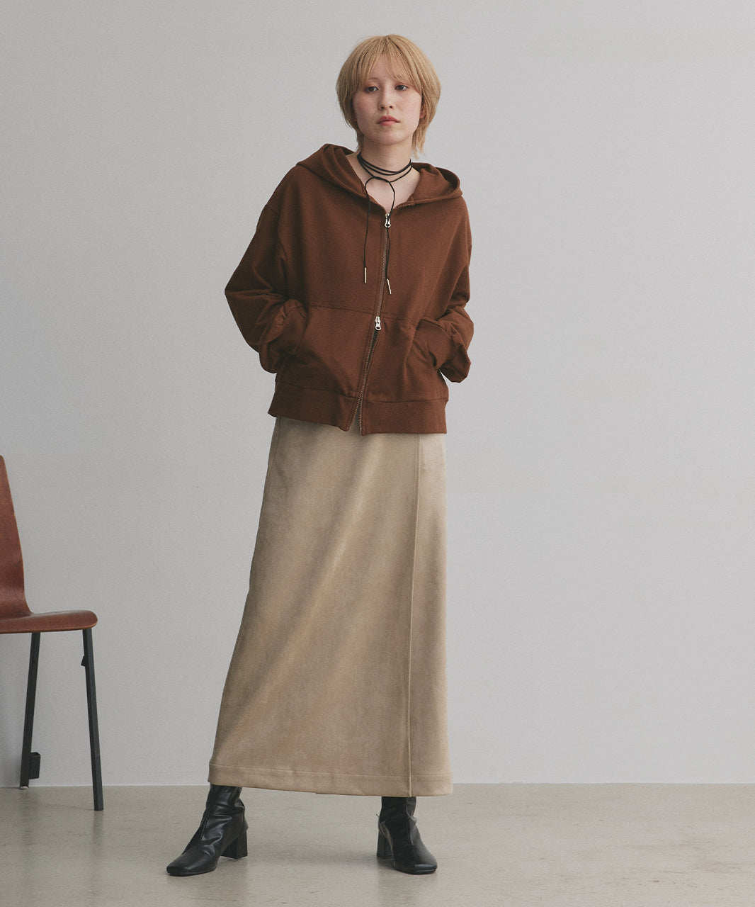 アドティエ ad thie 【2025AW新作】ダブルジップスウェットパーカー （チャコール） チャコール