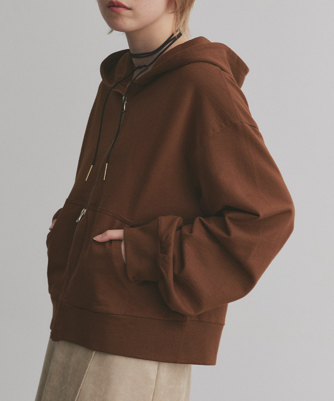 アドティエ ad thie 【2025AW新作】ダブルジップスウェットパーカー （チャコール） チャコール