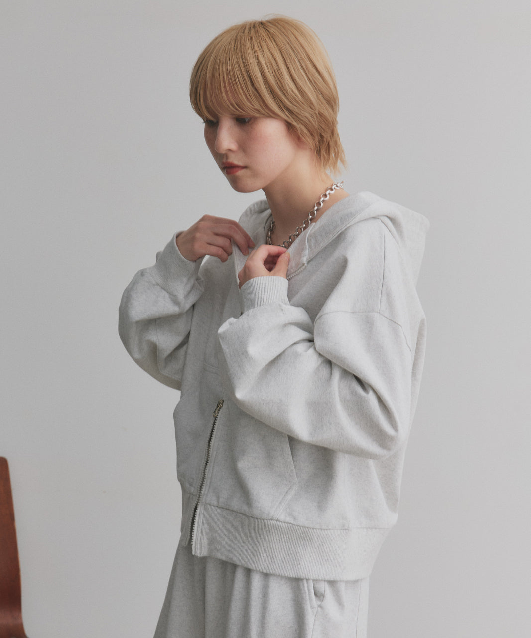 アドティエ ad thie 【2025AW新作】ダブルジップスウェットパーカー （チャコール） チャコール