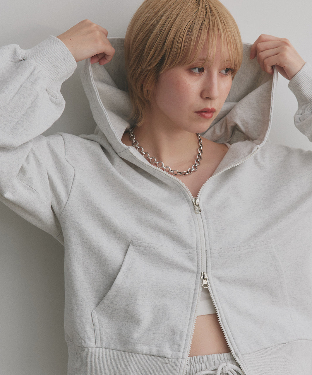 アドティエ ad thie 【2025AW新作】ダブルジップスウェットパーカー （チャコール） チャコール