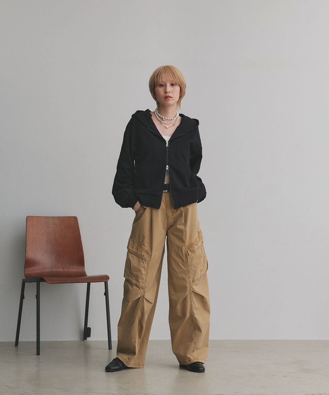 アドティエ ad thie 【2025AW新作】ダブルジップスウェットパーカー （チャコール） チャコール