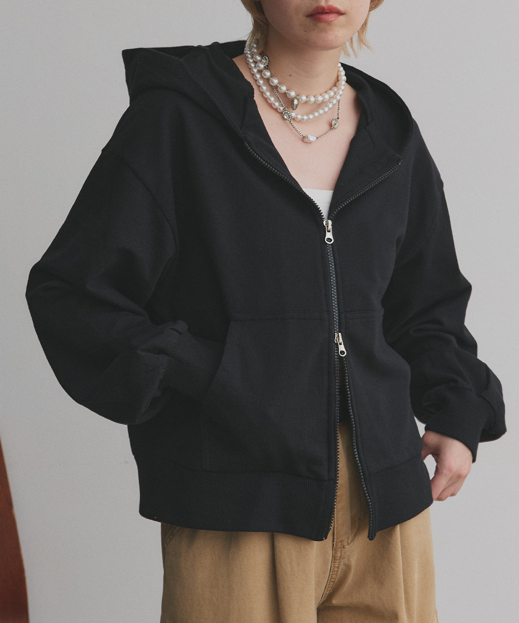 アドティエ ad thie 【2025AW新作】ダブルジップスウェットパーカー （ブラック） ブラック