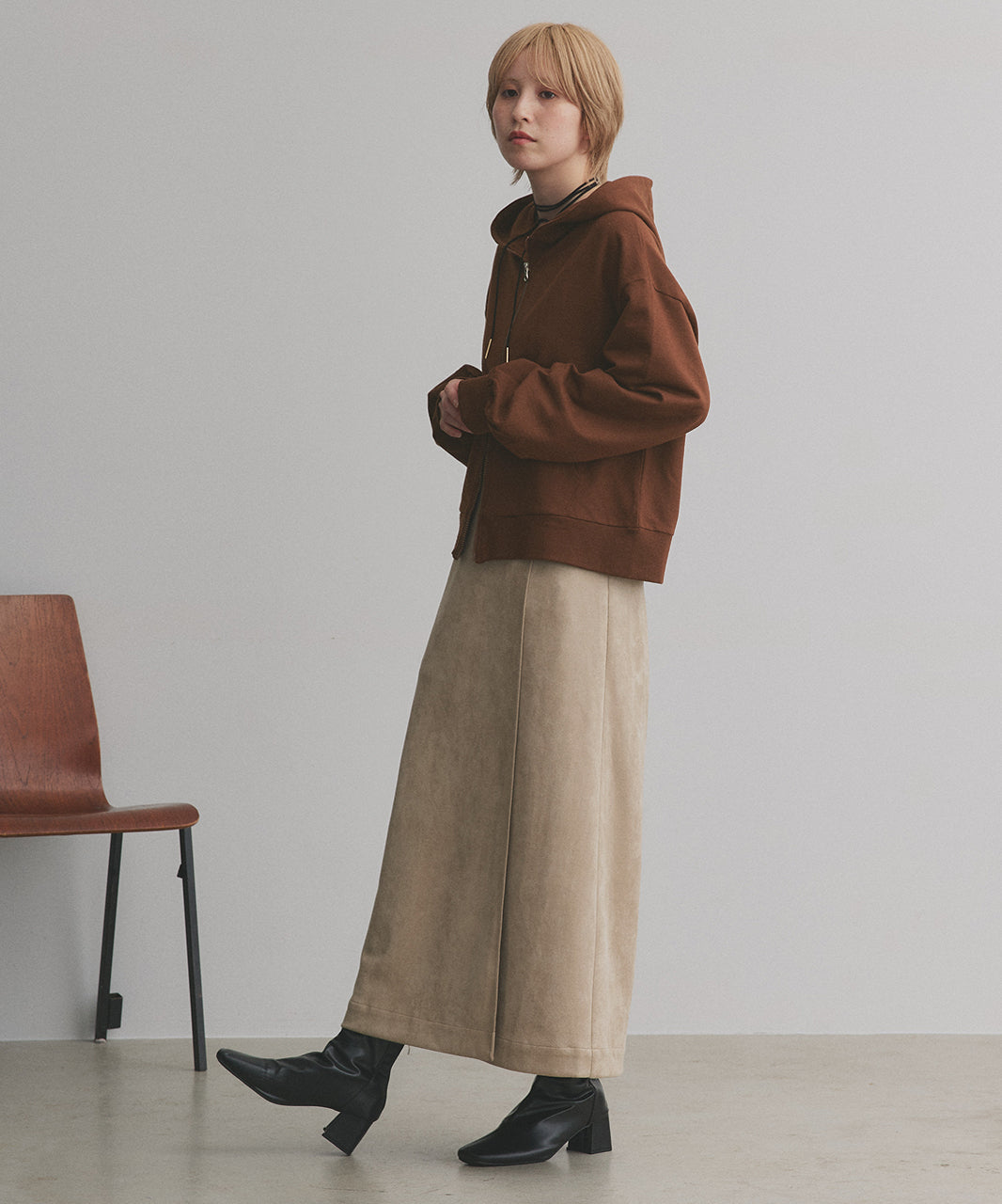 アドティエ ad thie 【2025AW新作】ダブルジップスウェットパーカー （ブラウン） ブラウン