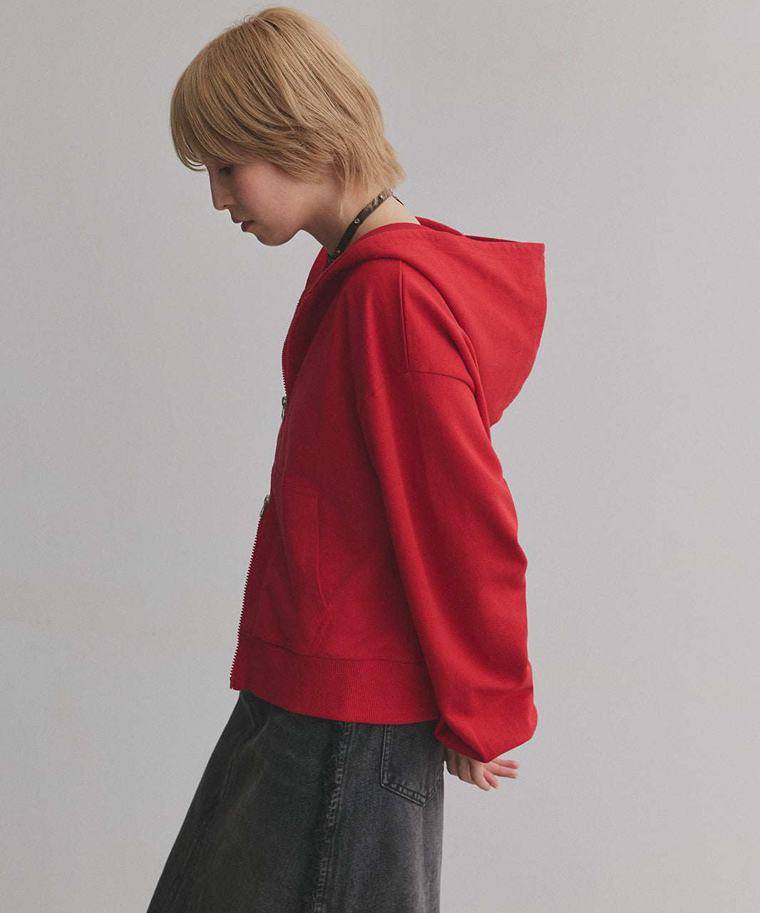 アドティエ ad thie 【2025AW新作】ダブルジップスウェットパーカー （レッド） レッド