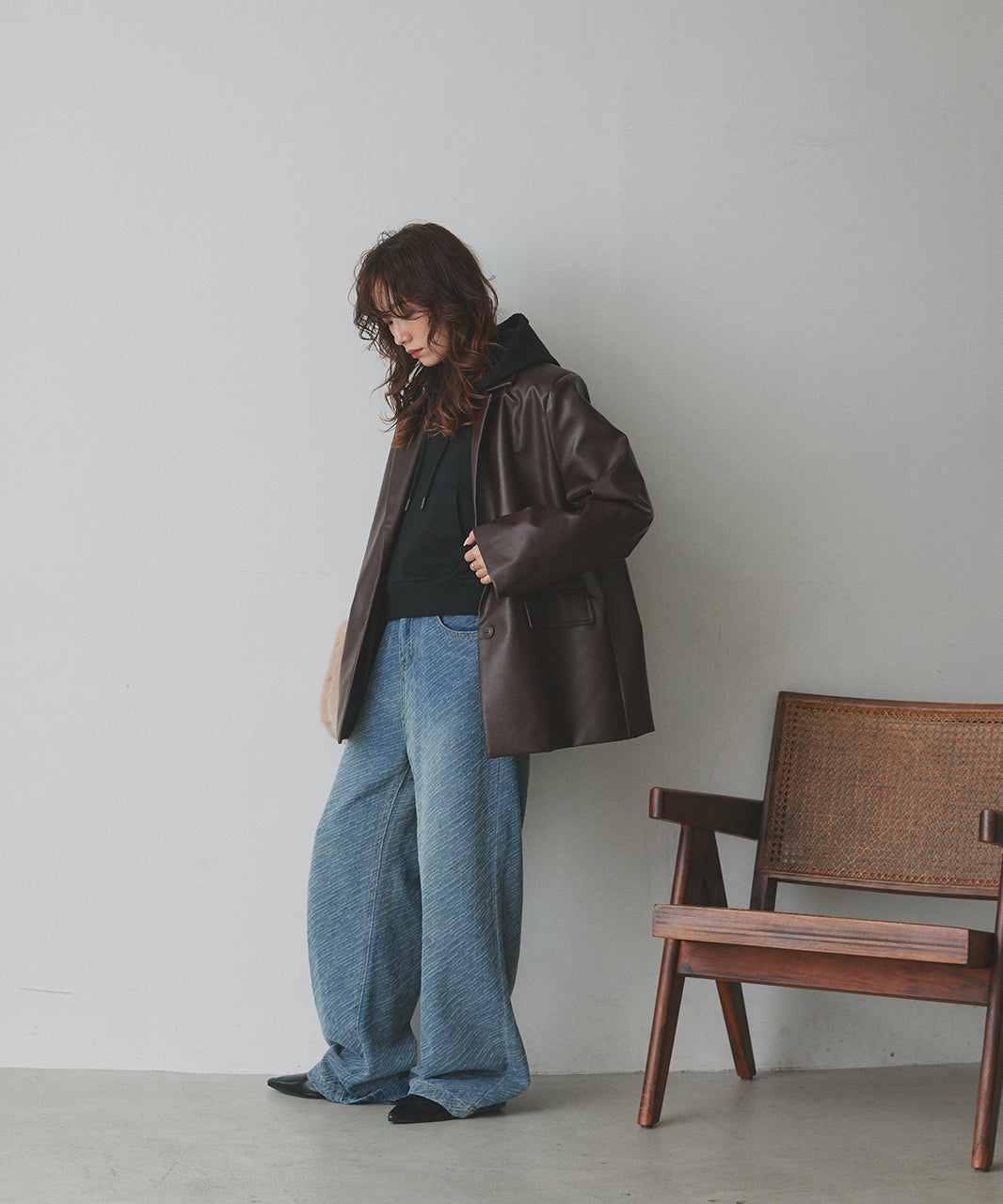 アドティエ ad thie 【2025AW新作】ショート丈スウェットフーディーパーカー （モクグレー） モクグレー