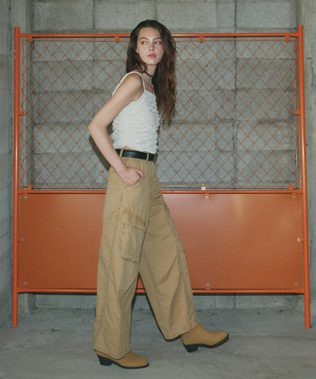 アドティエ ad thie 【2025AW新作】シャーリングベロアキャミソール （ダークブラウン） ダークブラウン