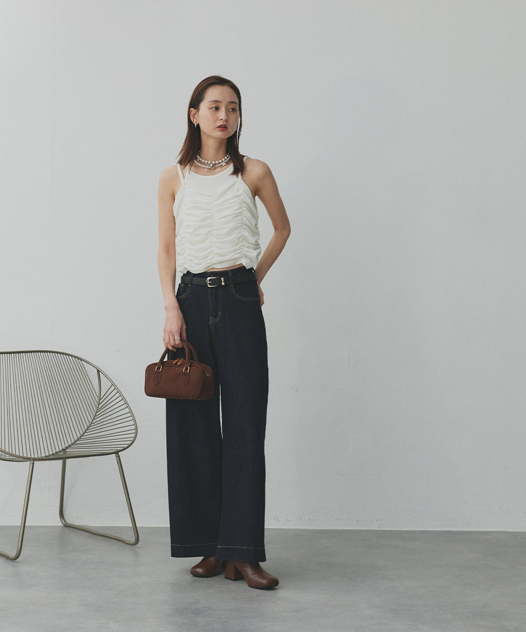 アドティエ ad thie 【2025AW新作】シャーリングベロアキャミソール （ダークブラウン） ダークブラウン