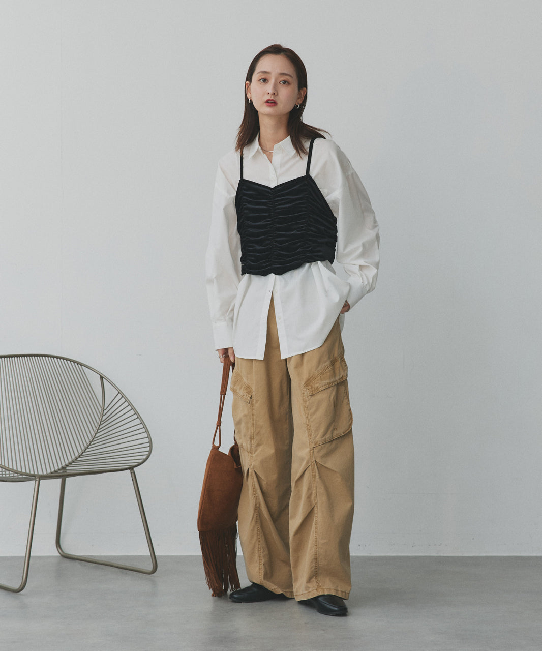 アドティエ ad thie 【2025AW新作】シャーリングベロアキャミソール （ダークブラウン） ダークブラウン