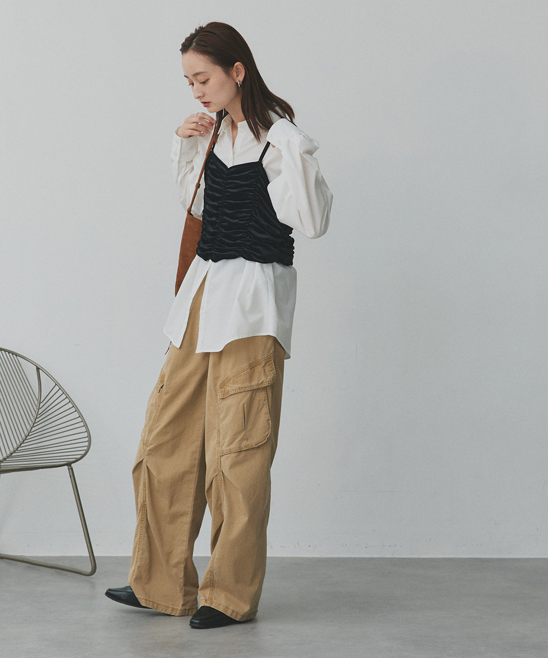 アドティエ ad thie 【2025AW新作】シャーリングベロアキャミソール （ダークブラウン） ダークブラウン