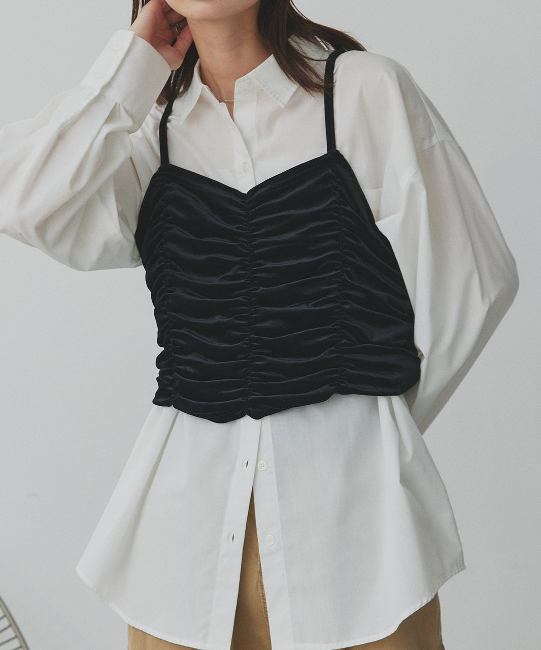 アドティエ ad thie 【2025AW新作】シャーリングベロアキャミソール （ダークブラウン） ダークブラウン