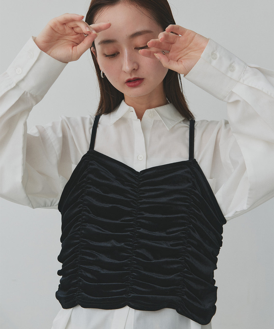 アドティエ ad thie 【2025AW新作】シャーリングベロアキャミソール （ダークブラウン） ダークブラウン