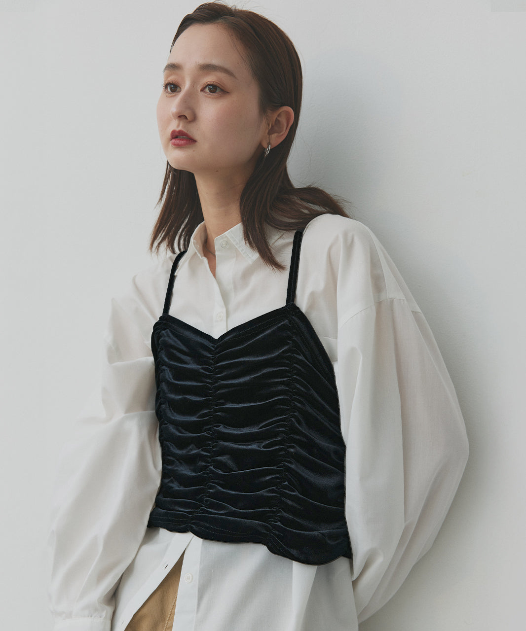 アドティエ ad thie 【2025AW新作】シャーリングベロアキャミソール （ダークブラウン） ダークブラウン