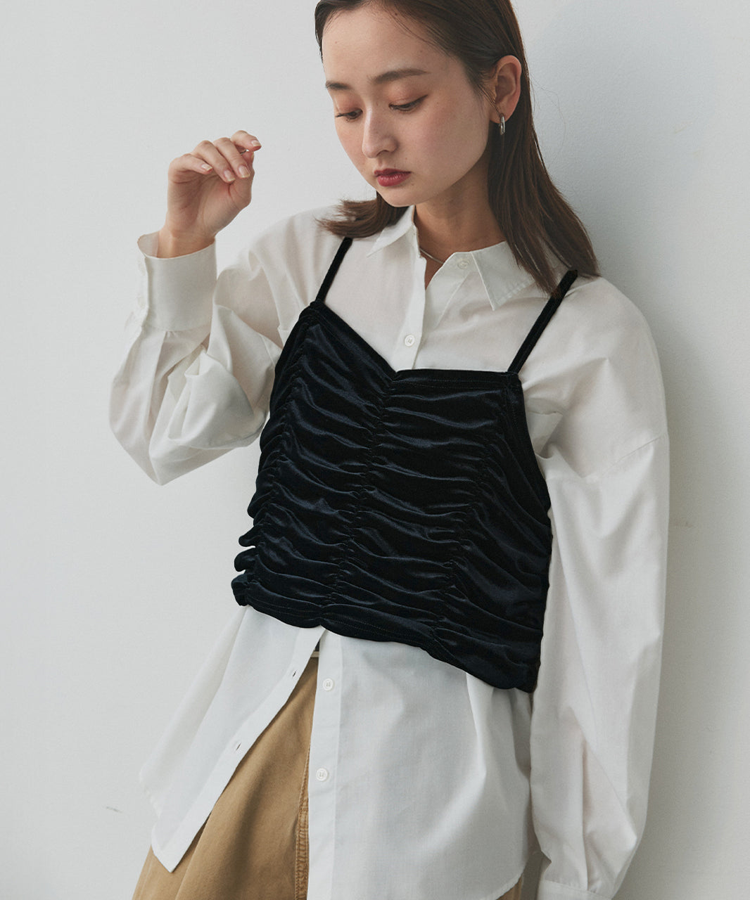 アドティエ ad thie 【2025AW新作】シャーリングベロアキャミソール （ダークブラウン） ダークブラウン