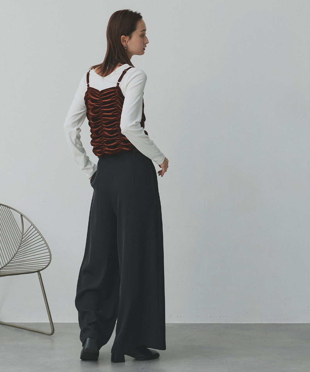 アドティエ ad thie 【2025AW新作】シャーリングベロアキャミソール （ダークブラウン） ダークブラウン