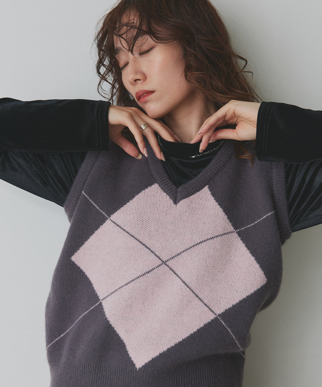 アドティエ ad thie 【2025AW新作】ベロアハイネックトップス （オフホワイト） オフホワイト