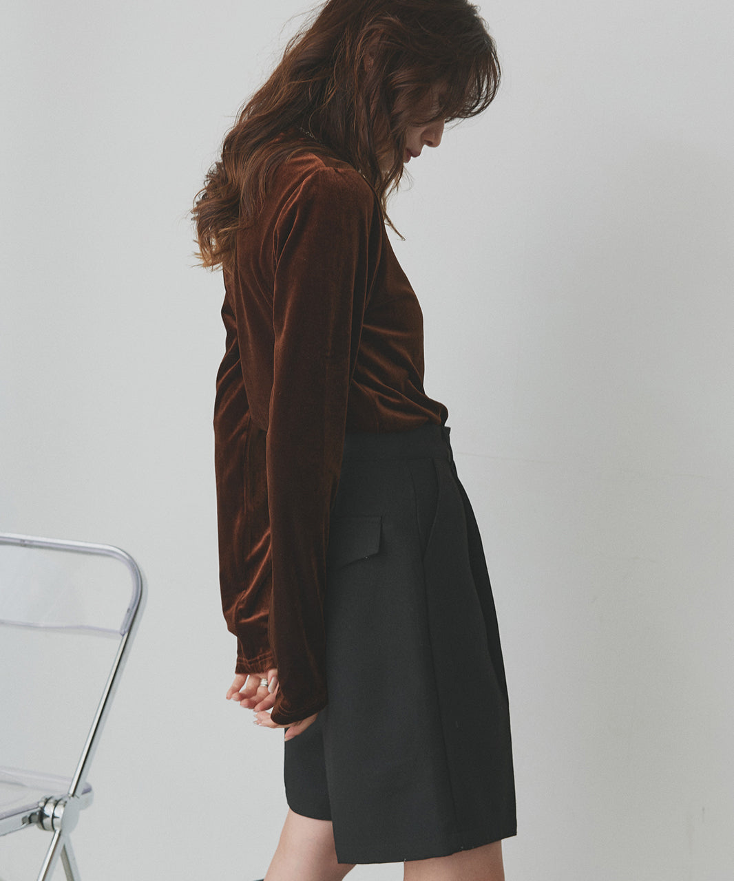 アドティエ ad thie 【2025AW新作】ベロアハイネックトップス （オフホワイト） オフホワイト