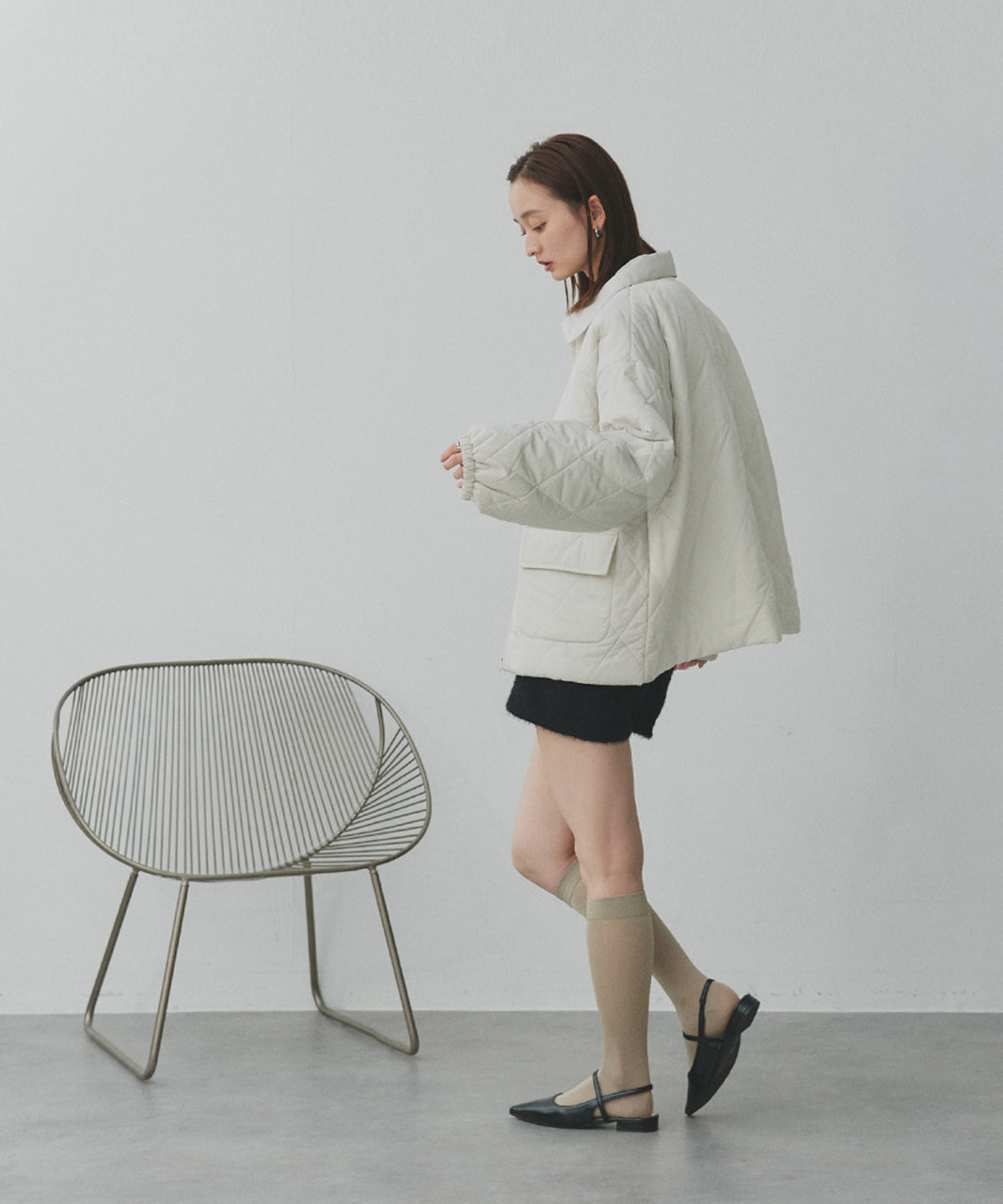 アドティエ ad thie 【2025AW新作】パデッドキルト襟付きジャケット （ライトブルー） ライトブルー