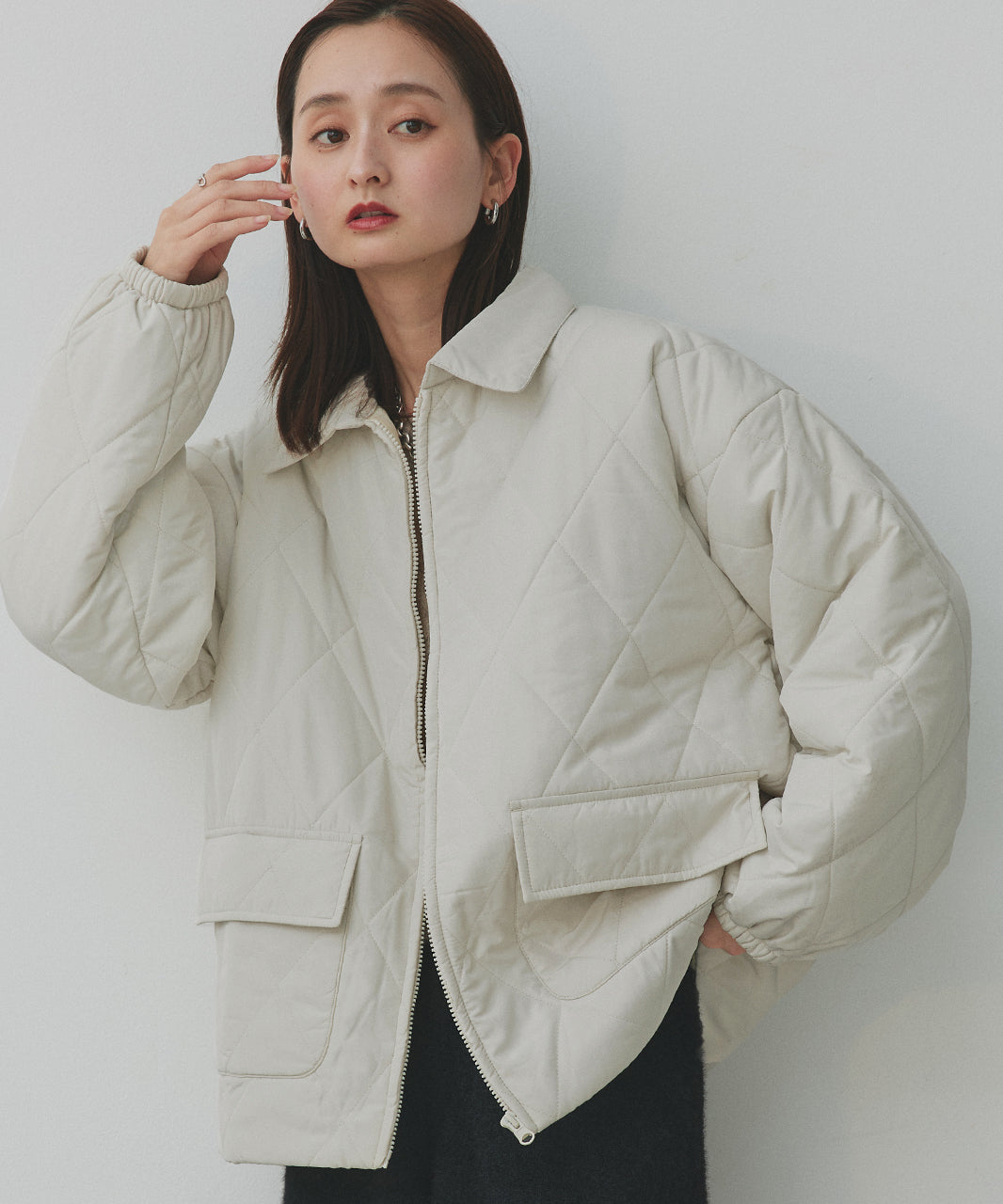 アドティエ ad thie 【2025AW新作】パデッドキルト襟付きジャケット （ライトブルー） ライトブルー