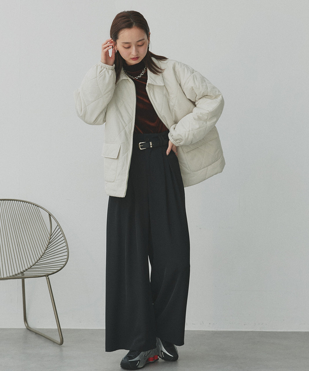 アドティエ ad thie 【2025AW新作】パデッドキルト襟付きジャケット （ライトブルー） ライトブルー