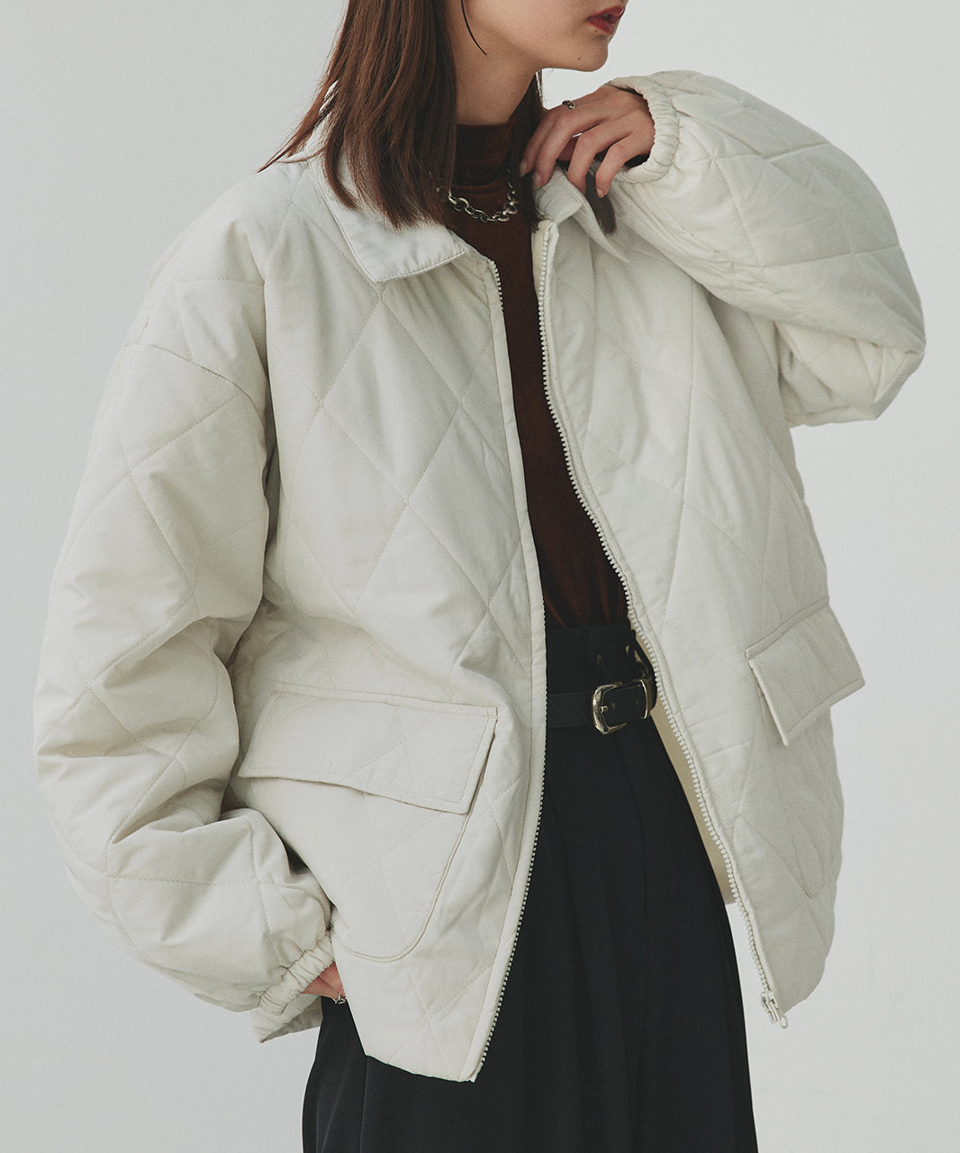 アドティエ ad thie 【2025AW新作】パデッドキルト襟付きジャケット （ライトブルー） ライトブルー