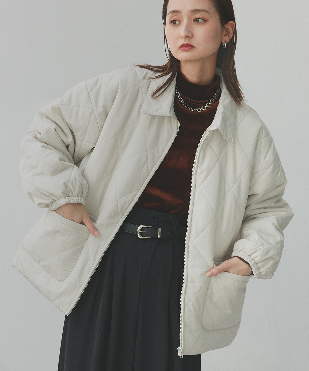 アドティエ ad thie 【2025AW新作】パデッドキルト襟付きジャケット （ライトブルー） ライトブルー