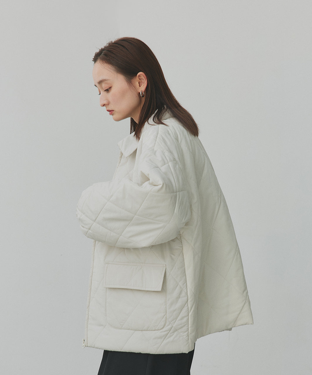 アドティエ ad thie 【2025AW新作】パデッドキルト襟付きジャケット （ライトブルー） ライトブルー