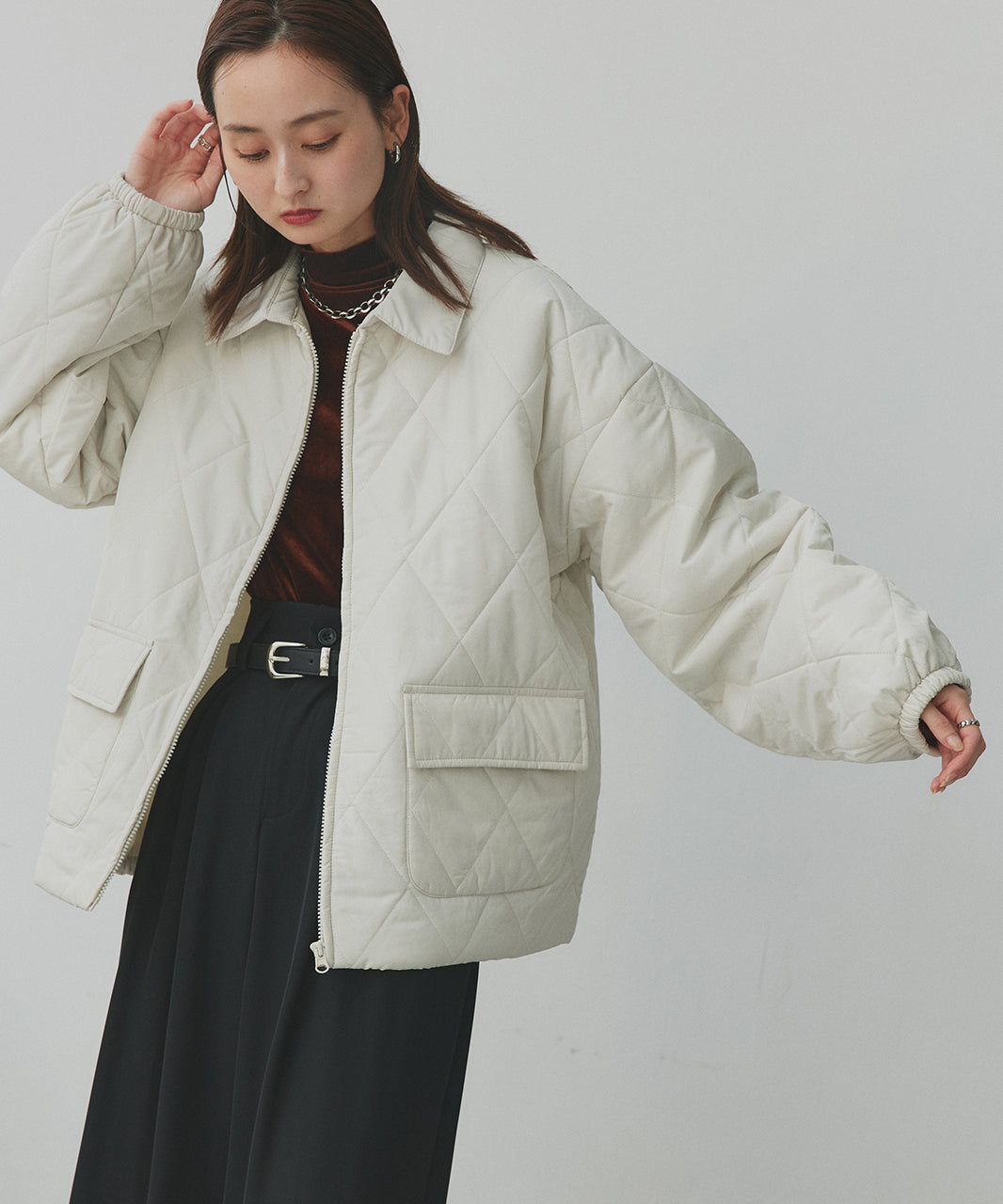 アドティエ ad thie 【2025AW新作】パデッドキルト襟付きジャケット （ライトブルー） ライトブルー