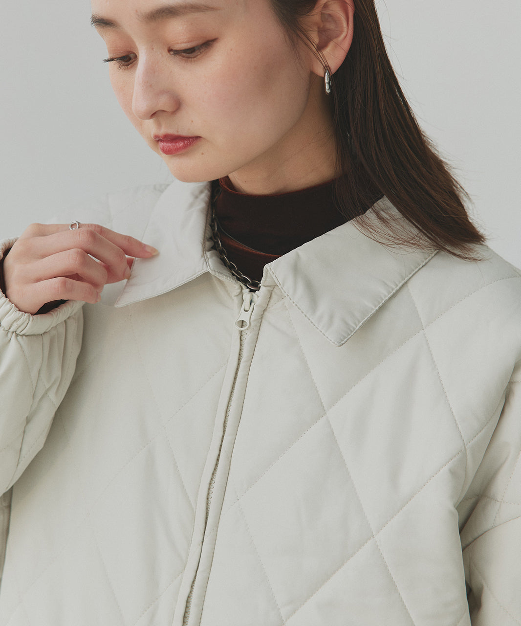 アドティエ ad thie 【2025AW新作】パデッドキルト襟付きジャケット （ライトブルー） ライトブルー