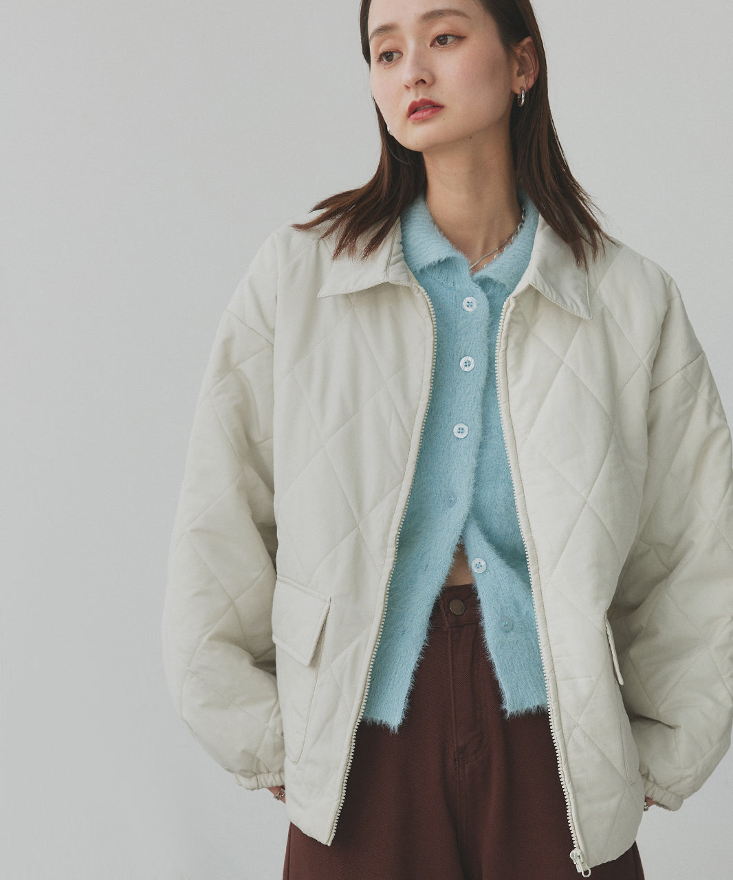 アドティエ ad thie 【2025AW新作】パデッドキルト襟付きジャケット （ライトブルー） ライトブルー