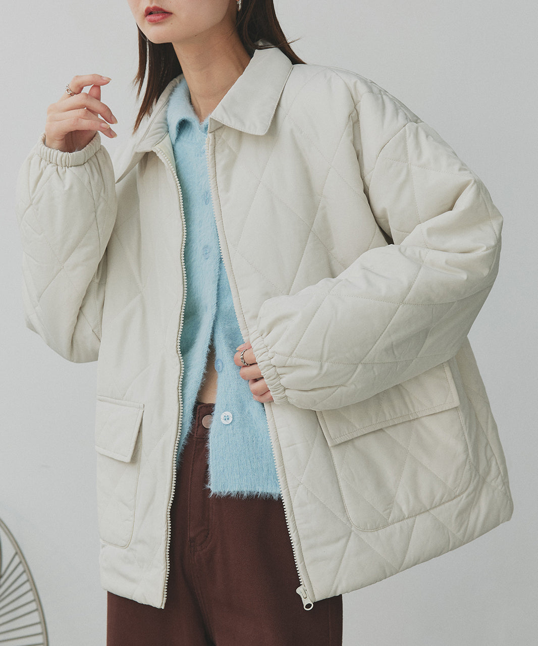 アドティエ ad thie 【2025AW新作】パデッドキルト襟付きジャケット （ライトブルー） ライトブルー