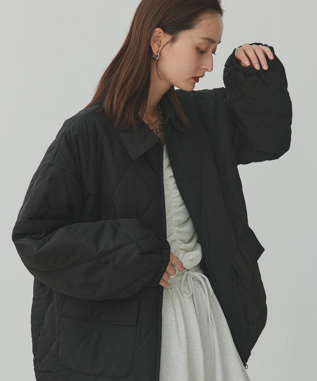 アドティエ ad thie 【2025AW新作】パデッドキルト襟付きジャケット （ライトブルー） ライトブルー