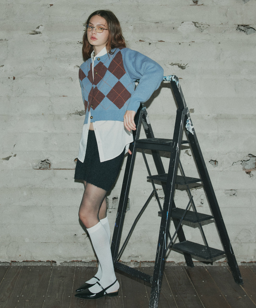 アドティエ ad thie 【2025AW新作】アーガイルニットカーディガン （ブラウン） ブラウン