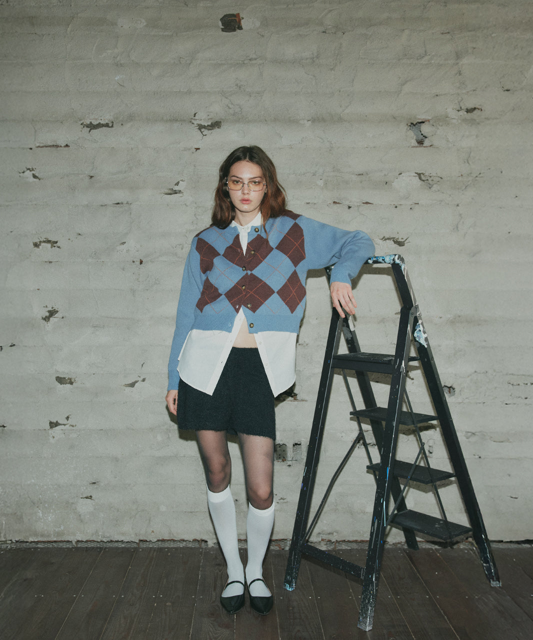 アドティエ ad thie 【2025AW新作】アーガイルニットカーディガン （ブラウン） ブラウン