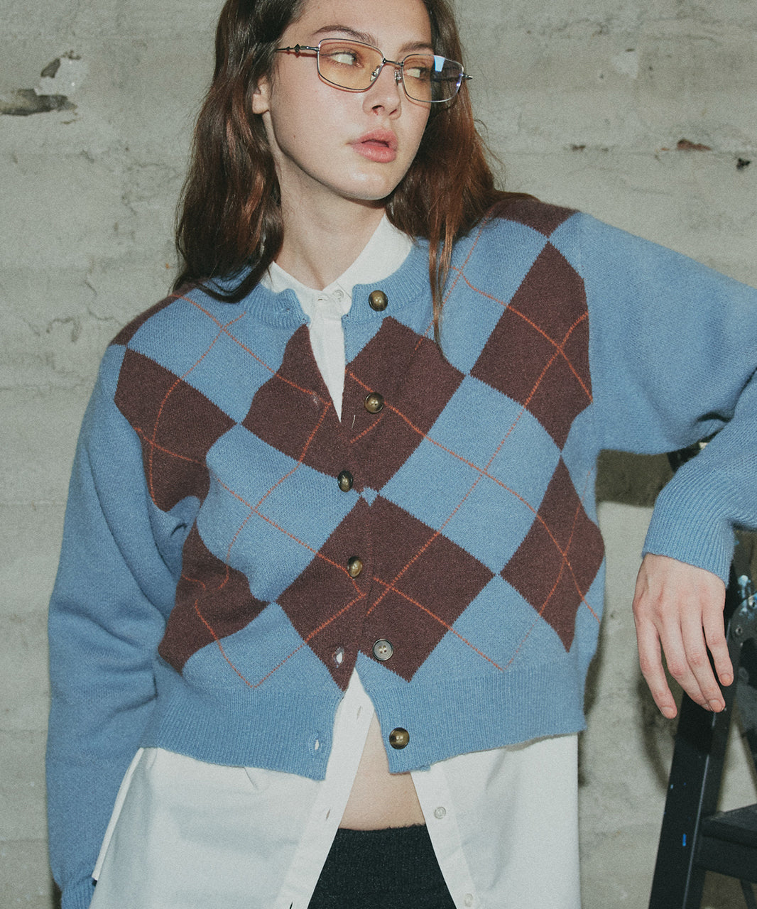 アドティエ ad thie 【2025AW新作】アーガイルニットカーディガン （ブラウン） ブラウン