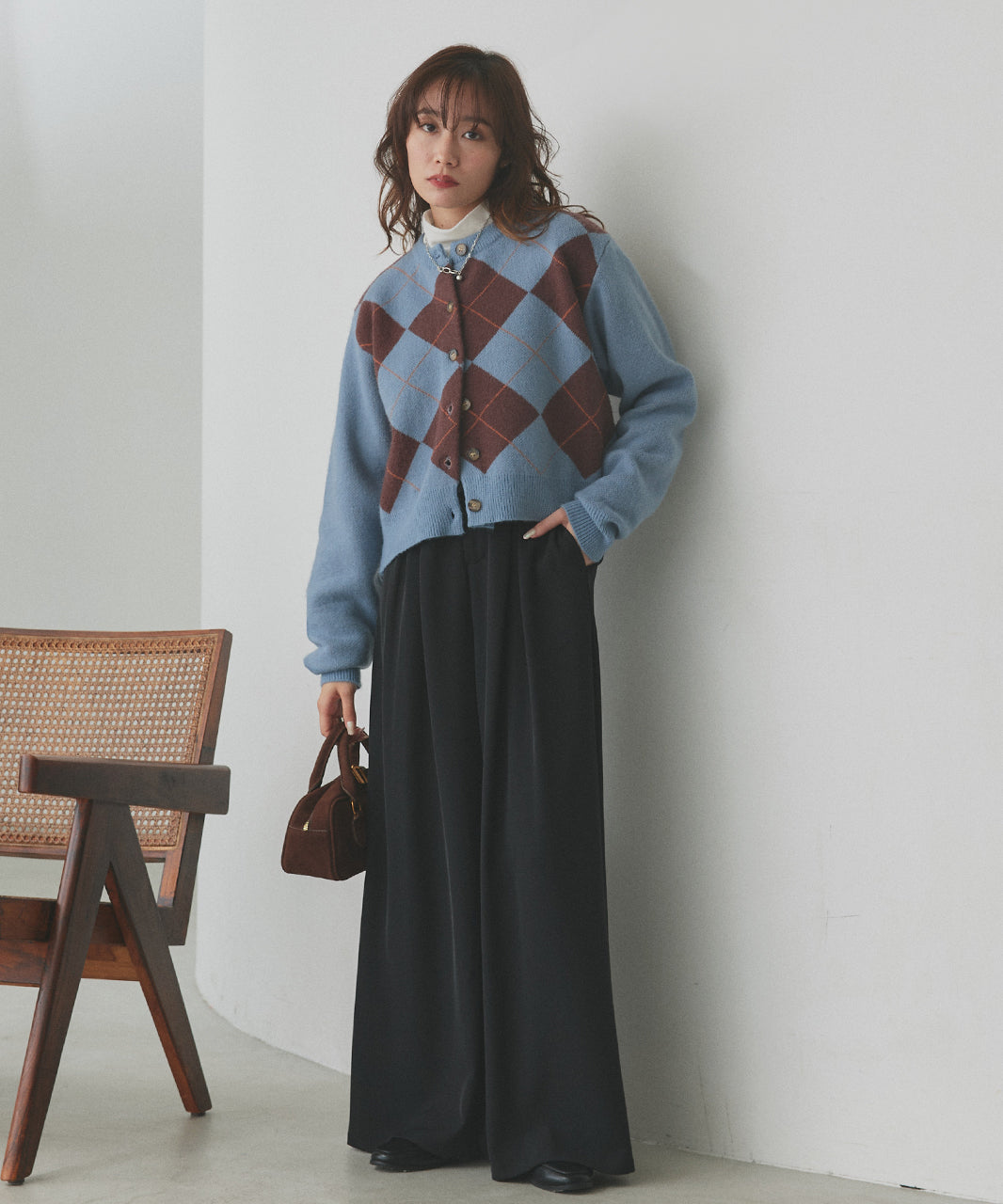 アドティエ ad thie 【2025AW新作】アーガイルニットカーディガン （ブラウン） ブラウン