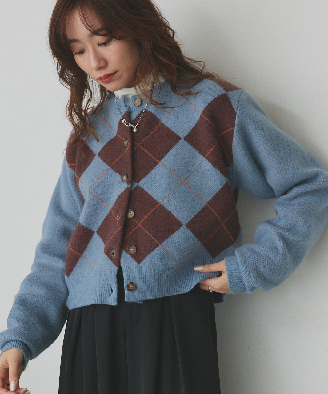 アドティエ ad thie 【2025AW新作】アーガイルニットカーディガン （ブラウン） ブラウン