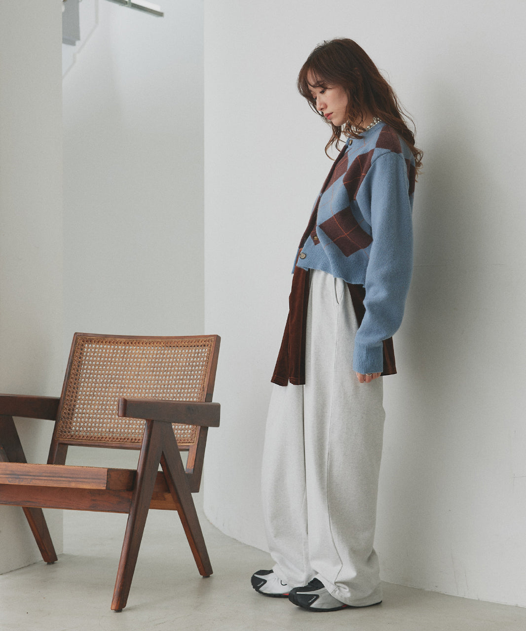 アドティエ ad thie 【2025AW新作】アーガイルニットカーディガン （ブラウン） ブラウン