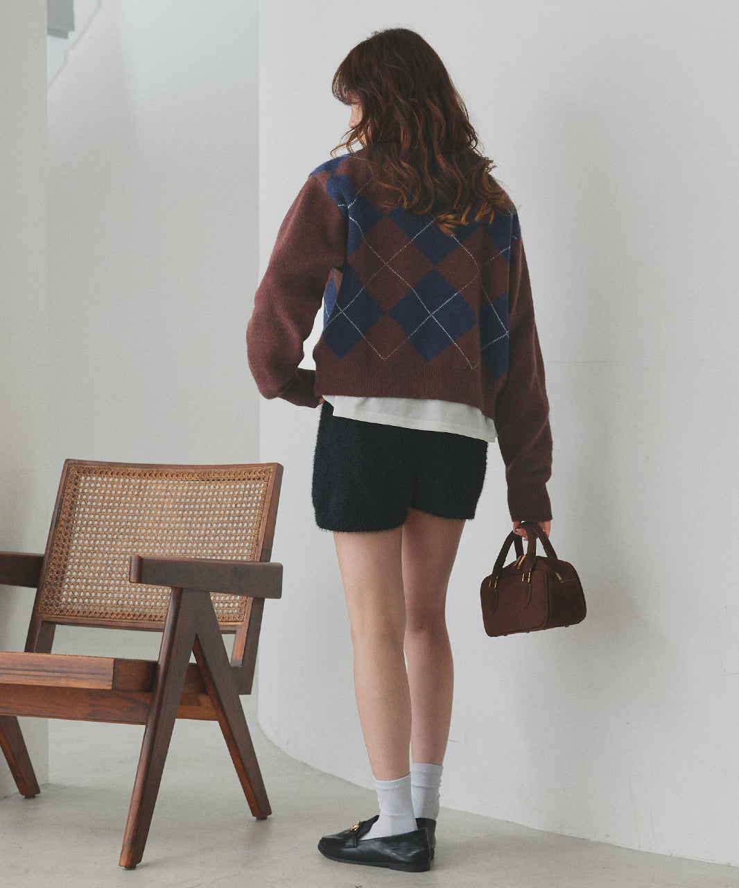 アドティエ ad thie 【2025AW新作】アーガイルニットカーディガン （ブラウン） ブラウン