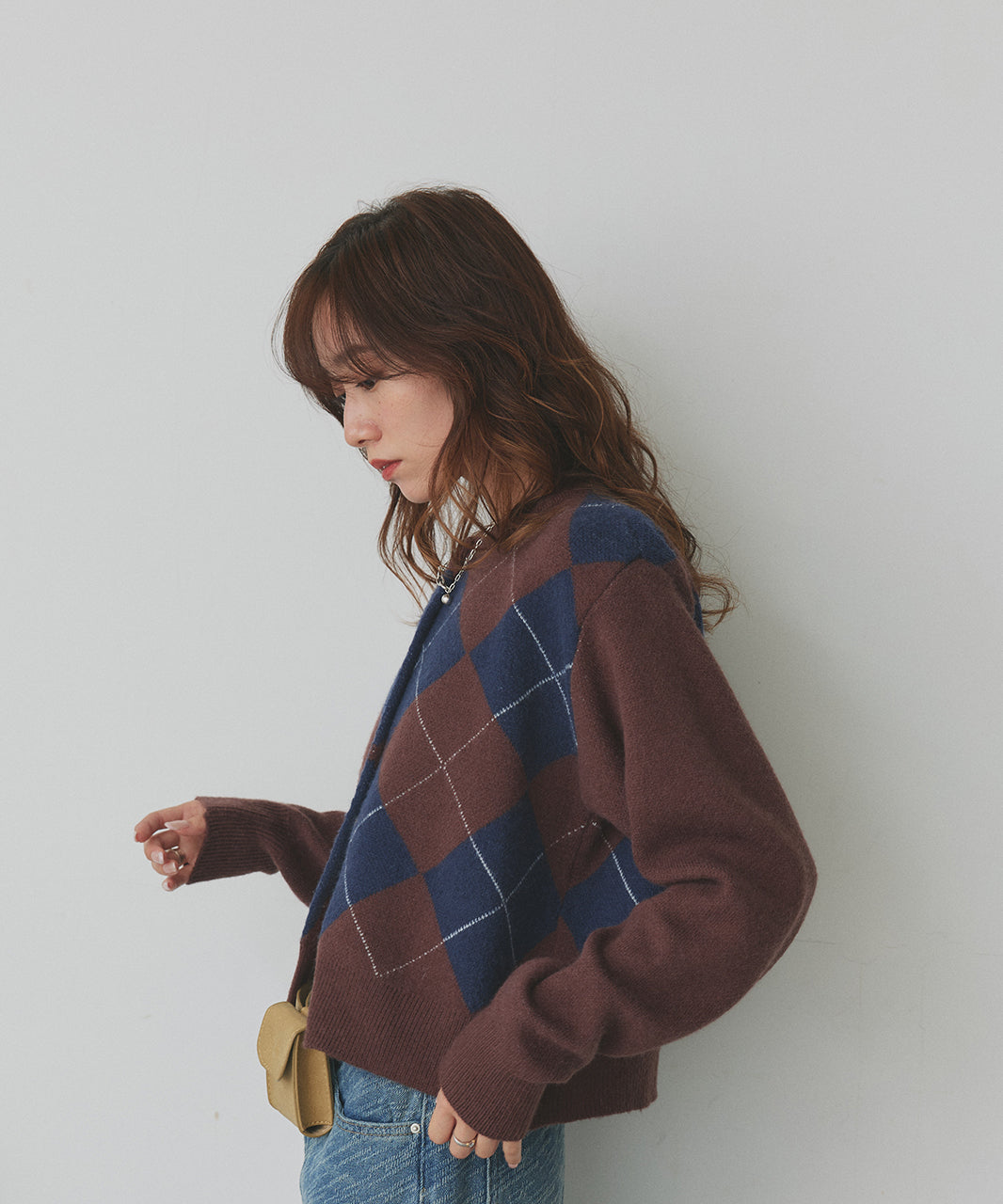 アドティエ ad thie 【2025AW新作】アーガイルニットカーディガン （ブラウン） ブラウン