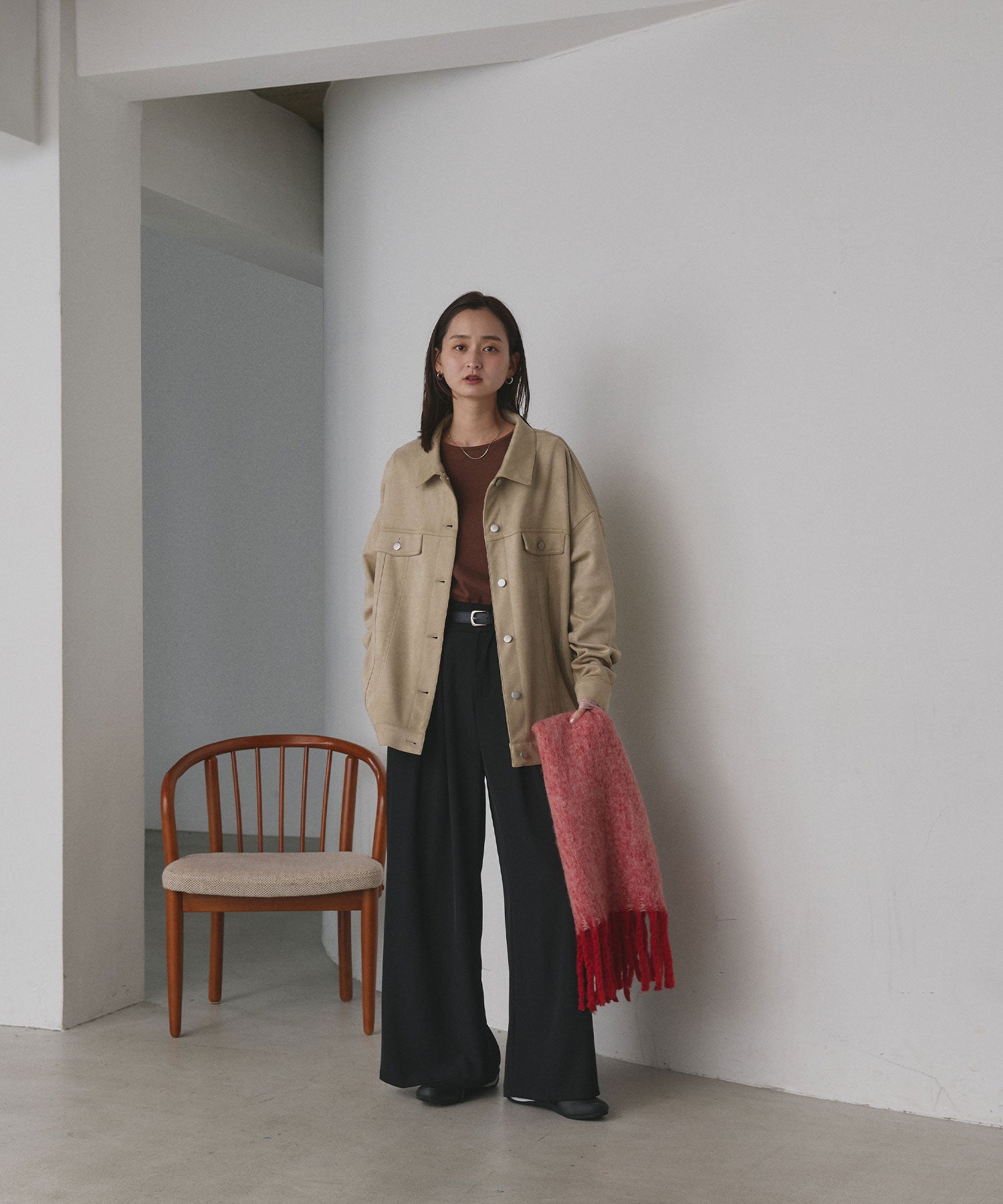 アドティエ ad thie 【2025AW新作】オーバーシルエット スエードジャケット （チャコール） チャコール