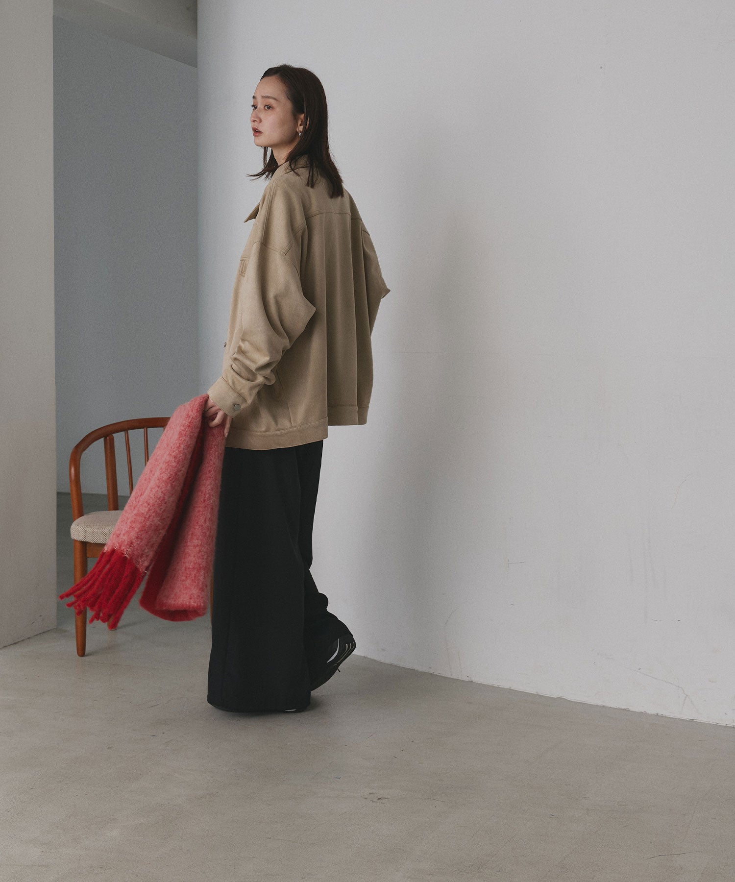 アドティエ ad thie 【2025AW新作】オーバーシルエット スエードジャケット （チャコール） チャコール