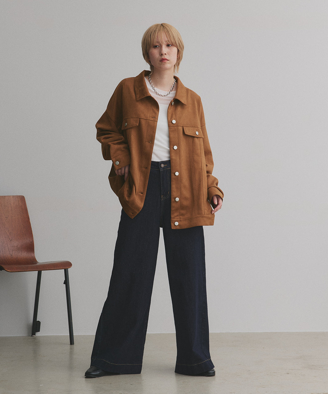 アドティエ ad thie 【2025AW新作】オーバーシルエット スエードジャケット （チャコール） チャコール