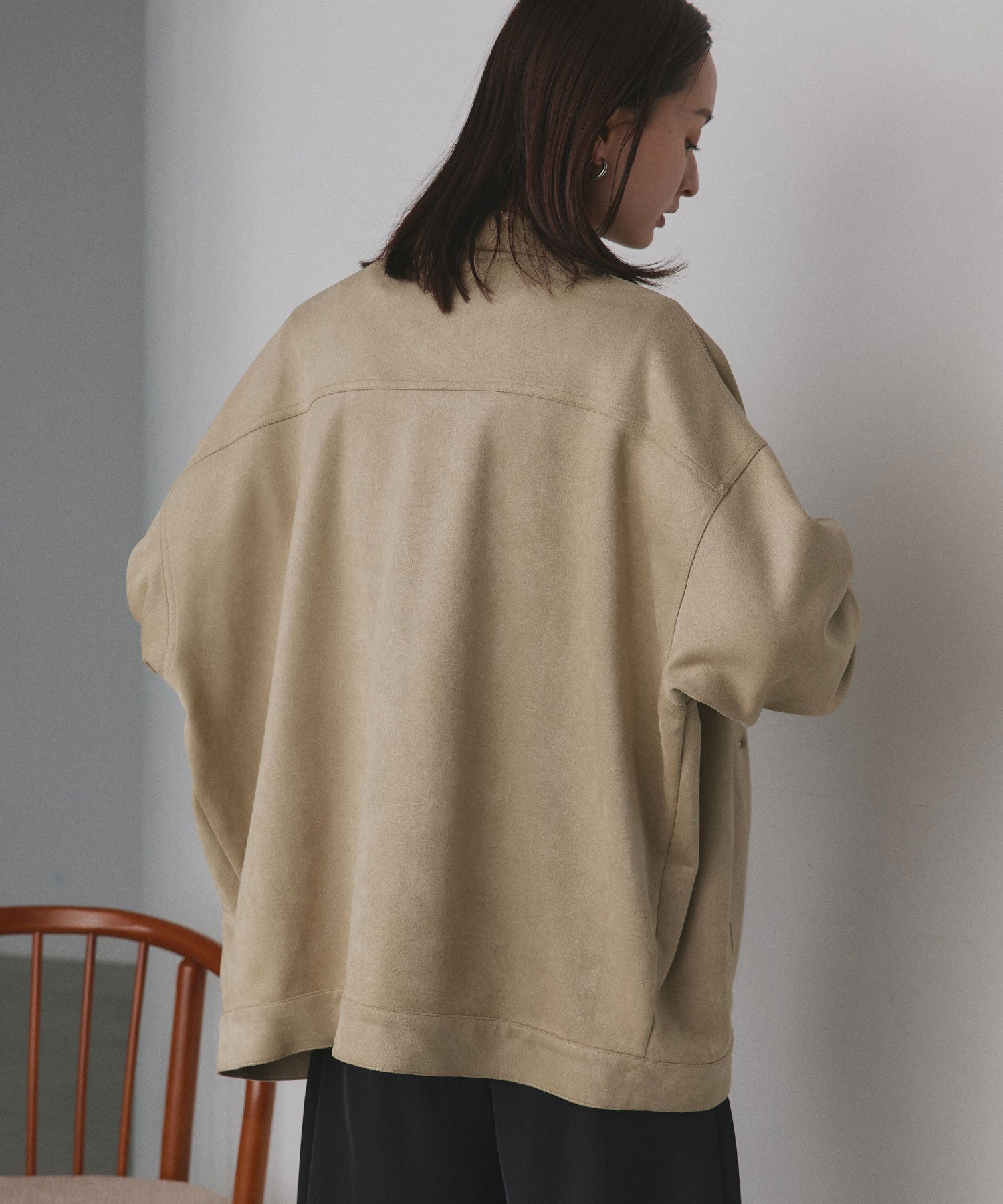 アドティエ ad thie 【2025AW新作】オーバーシルエット スエードジャケット （チャコール） チャコール