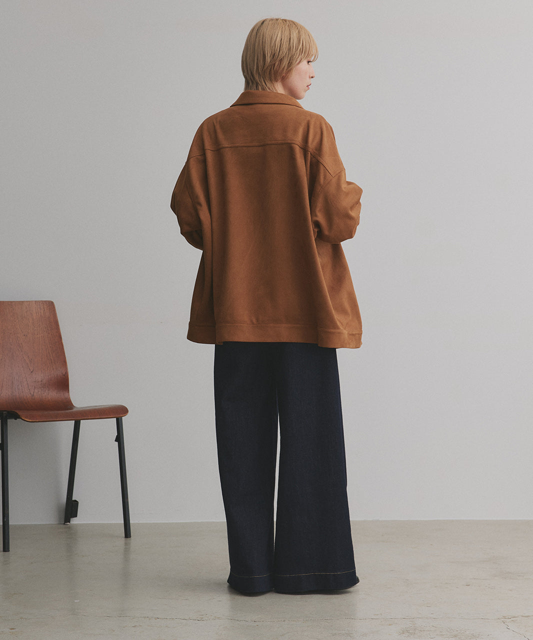 アドティエ ad thie 【2025AW新作】オーバーシルエット スエードジャケット （チャコール） チャコール