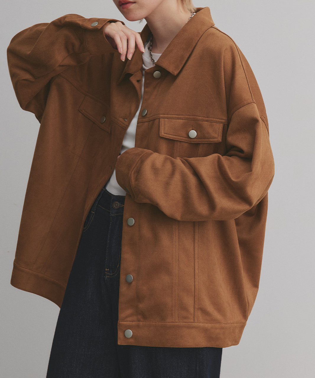 アドティエ ad thie 【2025AW新作】オーバーシルエット スエードジャケット （チャコール） チャコール